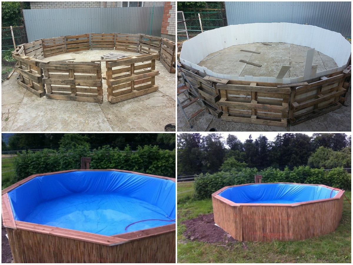 Изготовление бассейна из деревянных поддонов
