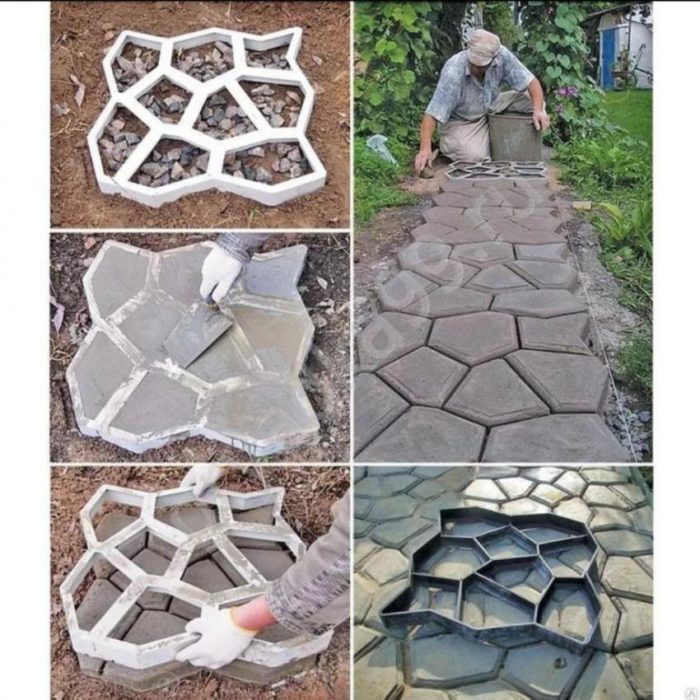 Заливка бетонной дорожки в формах